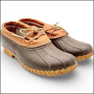 Bean Boots VTG LL Bean Boot Duck Shoes Men 10 USA Leather Gum Rain Moc Tan Brown